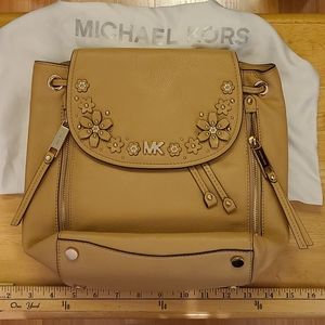 Micheal Kors Small Flower Studded Backpack- Beige